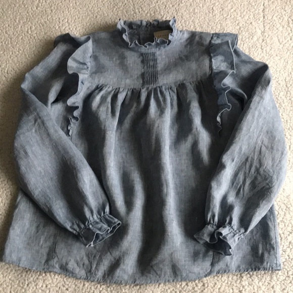 Sezane Juliette linen chambray blouse 34 2 - Picture 6 of 16